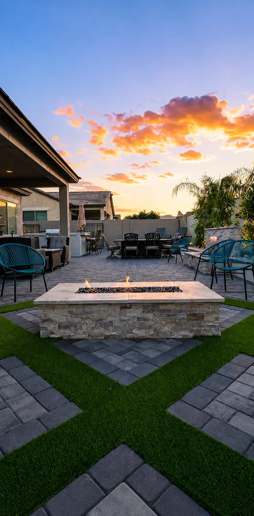 Fire Pits at Sunset